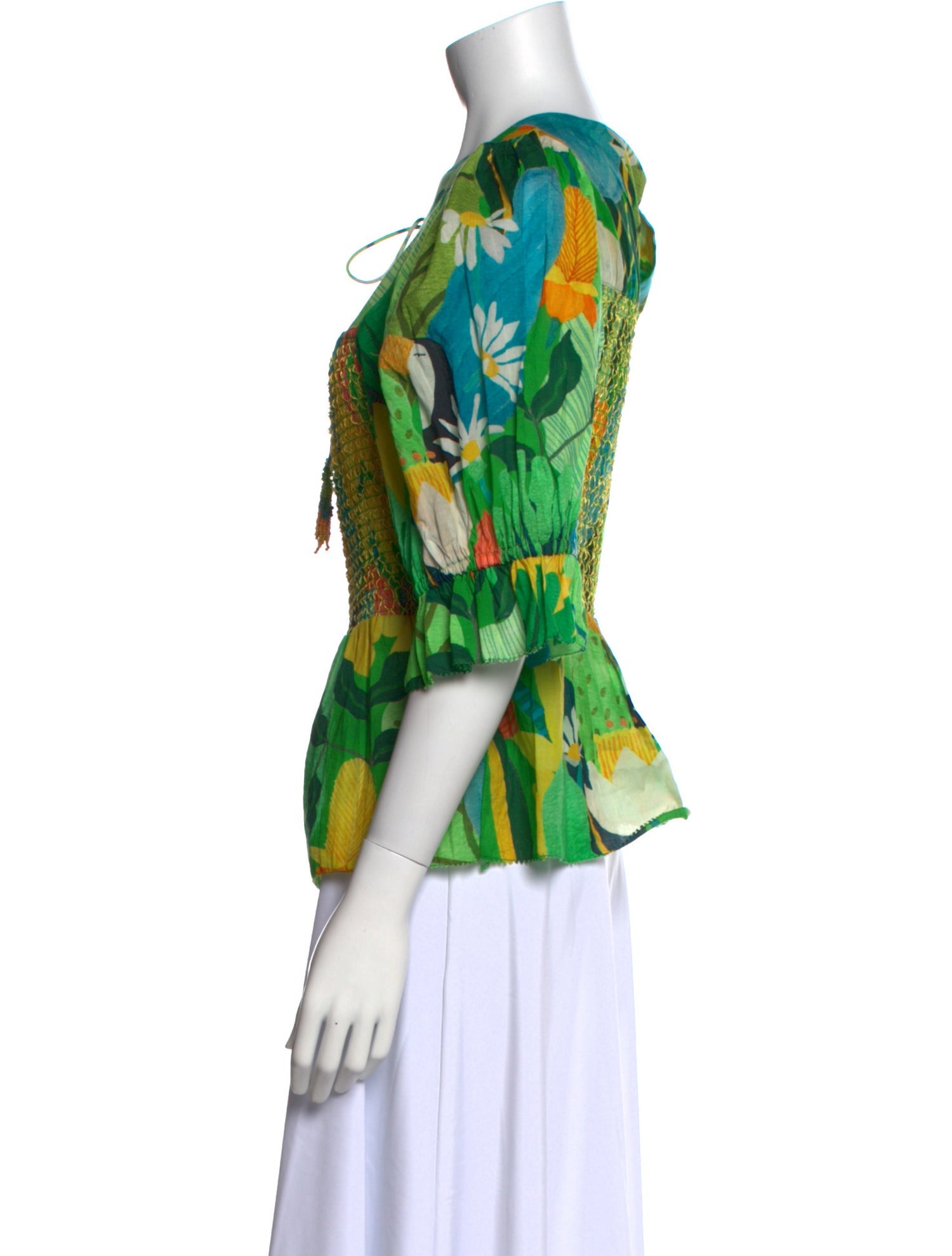 Farm Rio Printed Tie Neck Blouse w/ Tags