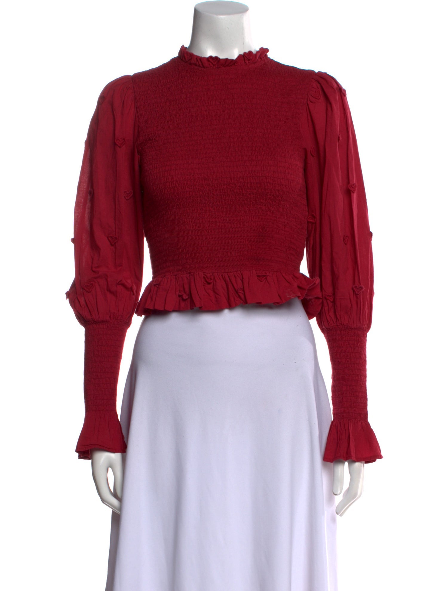 Farm Rio Mock Neck Long Sleeve Crop Top