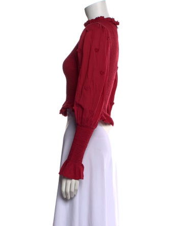 Farm Rio Mock Neck Long Sleeve Crop Top