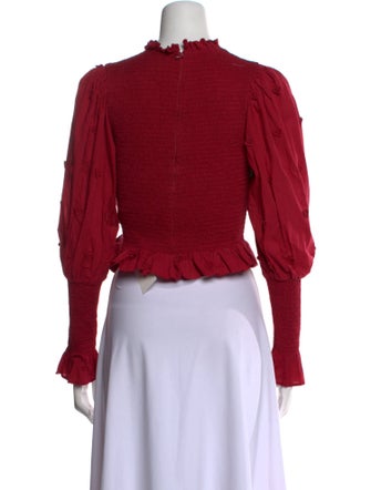 Farm Rio Mock Neck Long Sleeve Crop Top