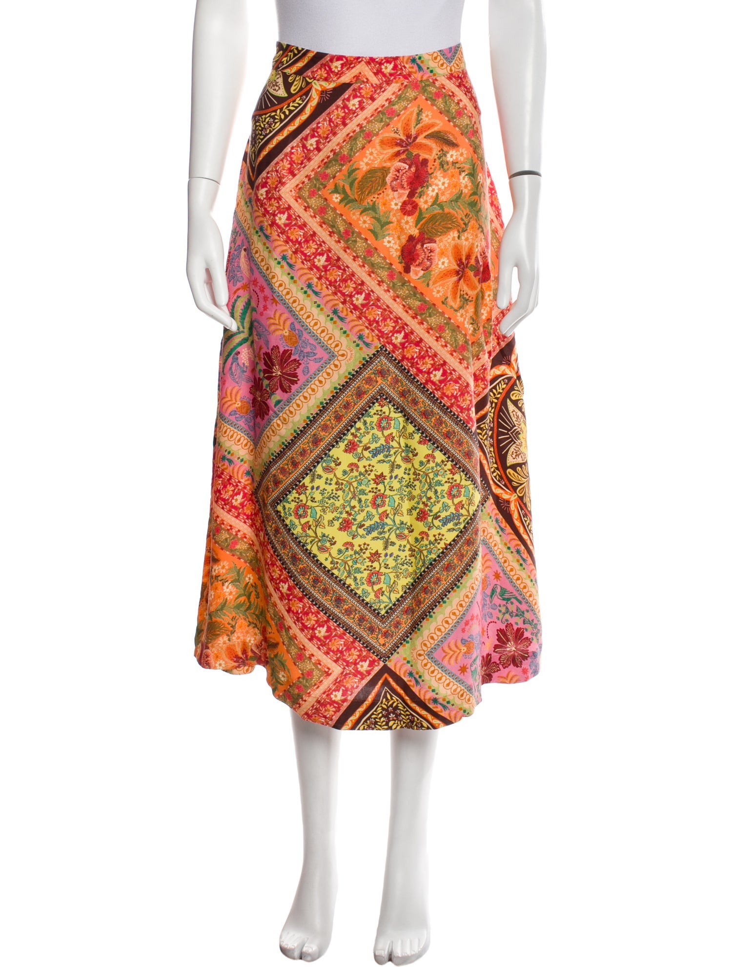 Farm Rio Floral Print Midi Length Skirt