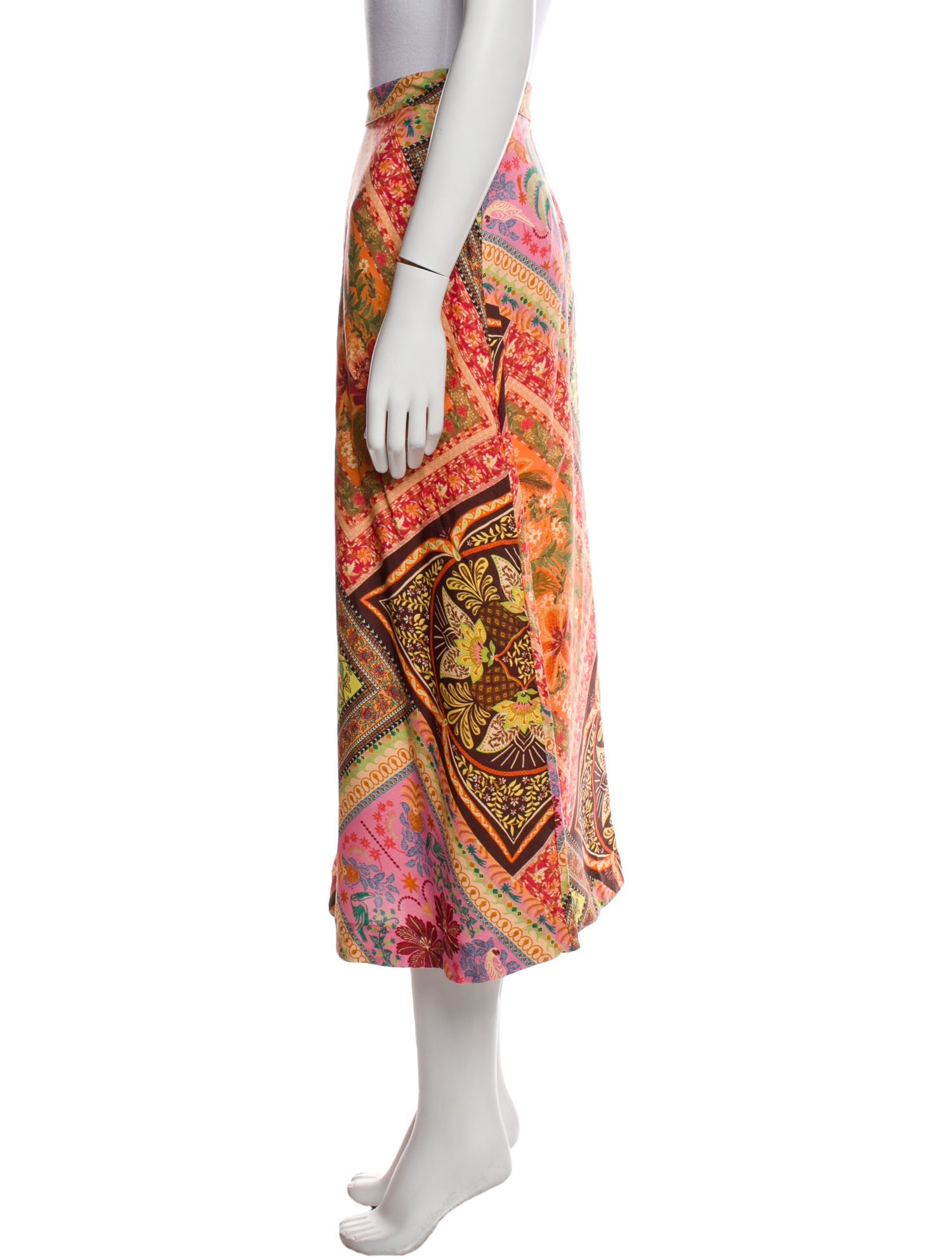 Farm Rio Floral Print Midi Length Skirt