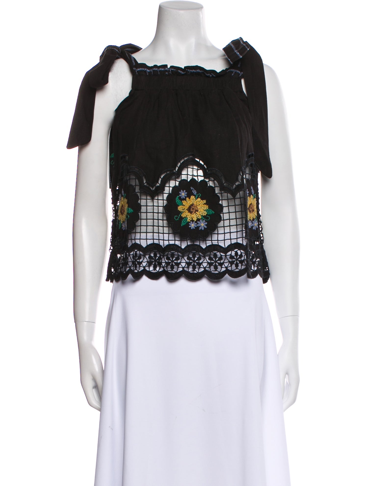 Farm Rio Linen Square Neckline Crop Top