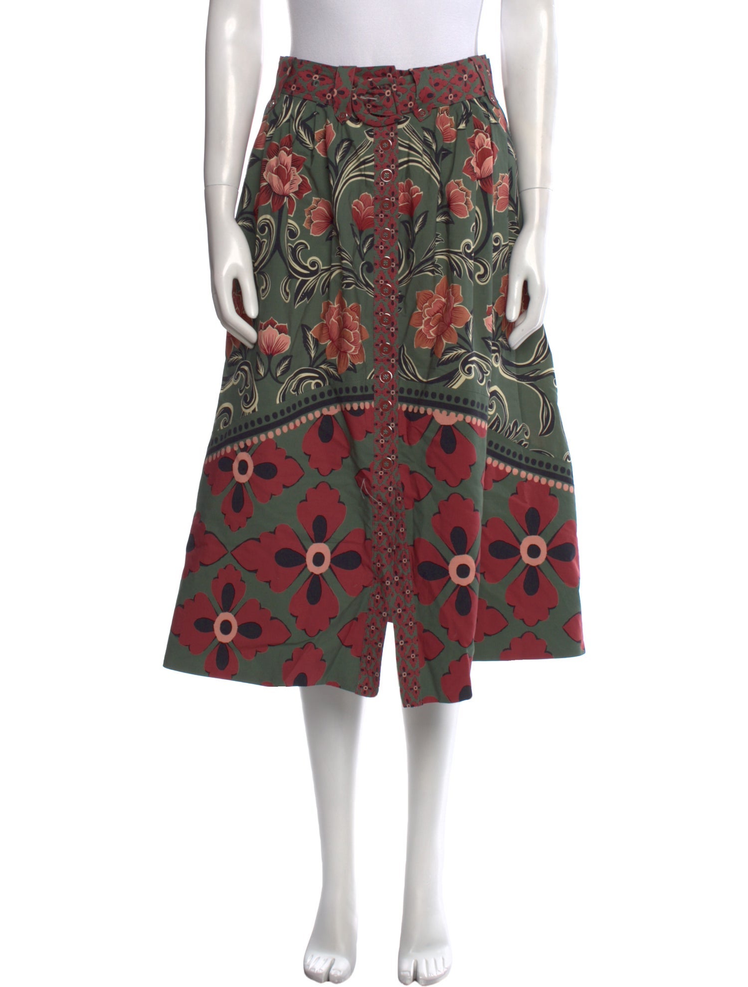 Farm Rio Floral Print Knee-Length Skirt