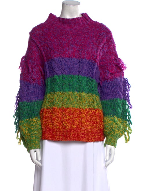 Farm Rio Striped Mock Neck Sweater