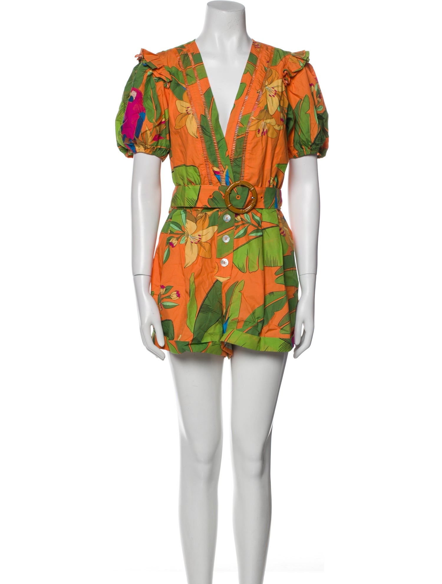 Farm Rio Floral Print V-Neck Romper w/ Tags