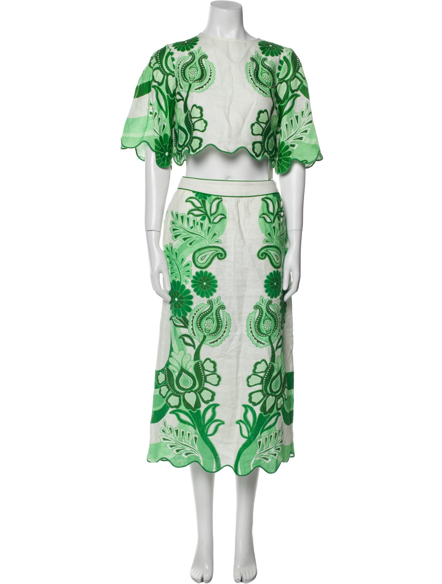 Farm Rio Linen Paisley Print Skirt Set