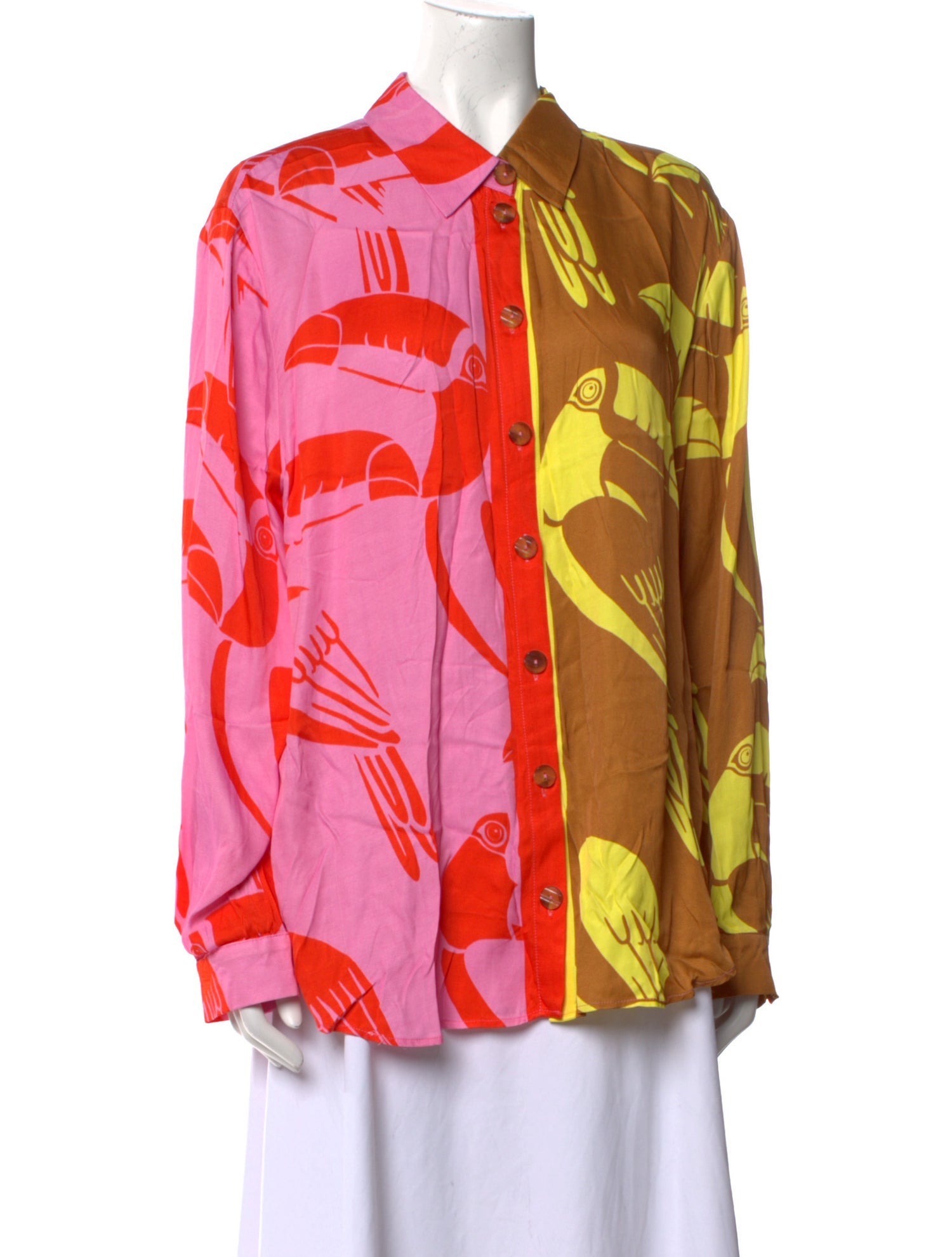 Farm Rio Printed Long Sleeve Button-Up Top w/ Tags