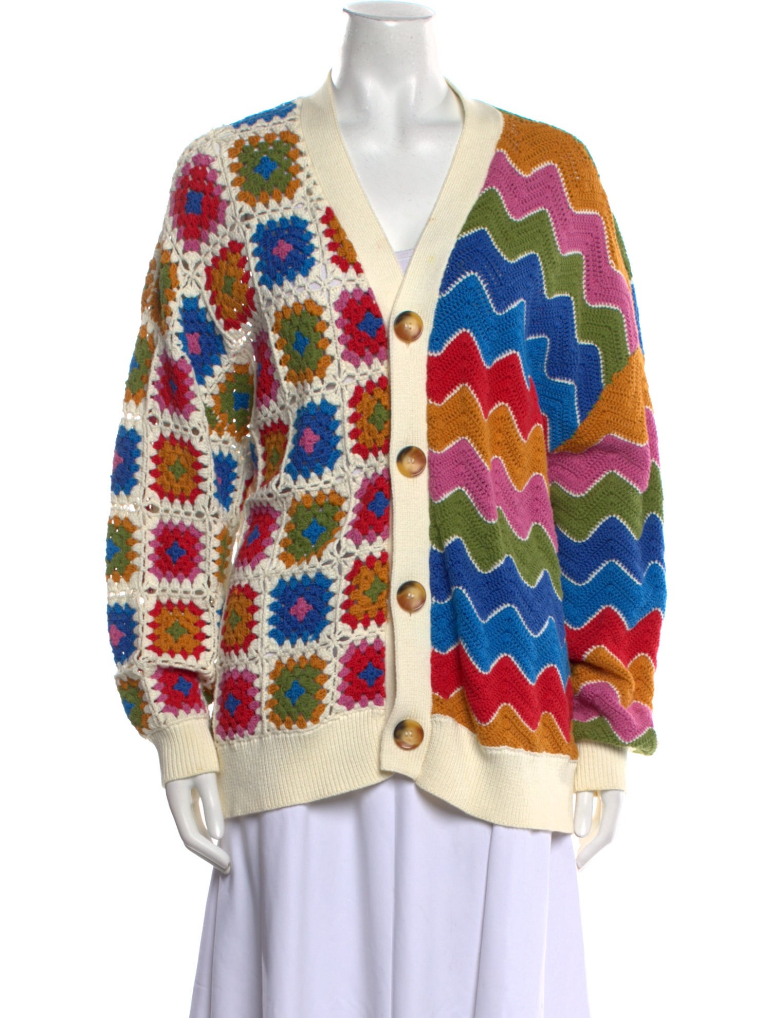 Farm Rio Printed V-Neck Sweater