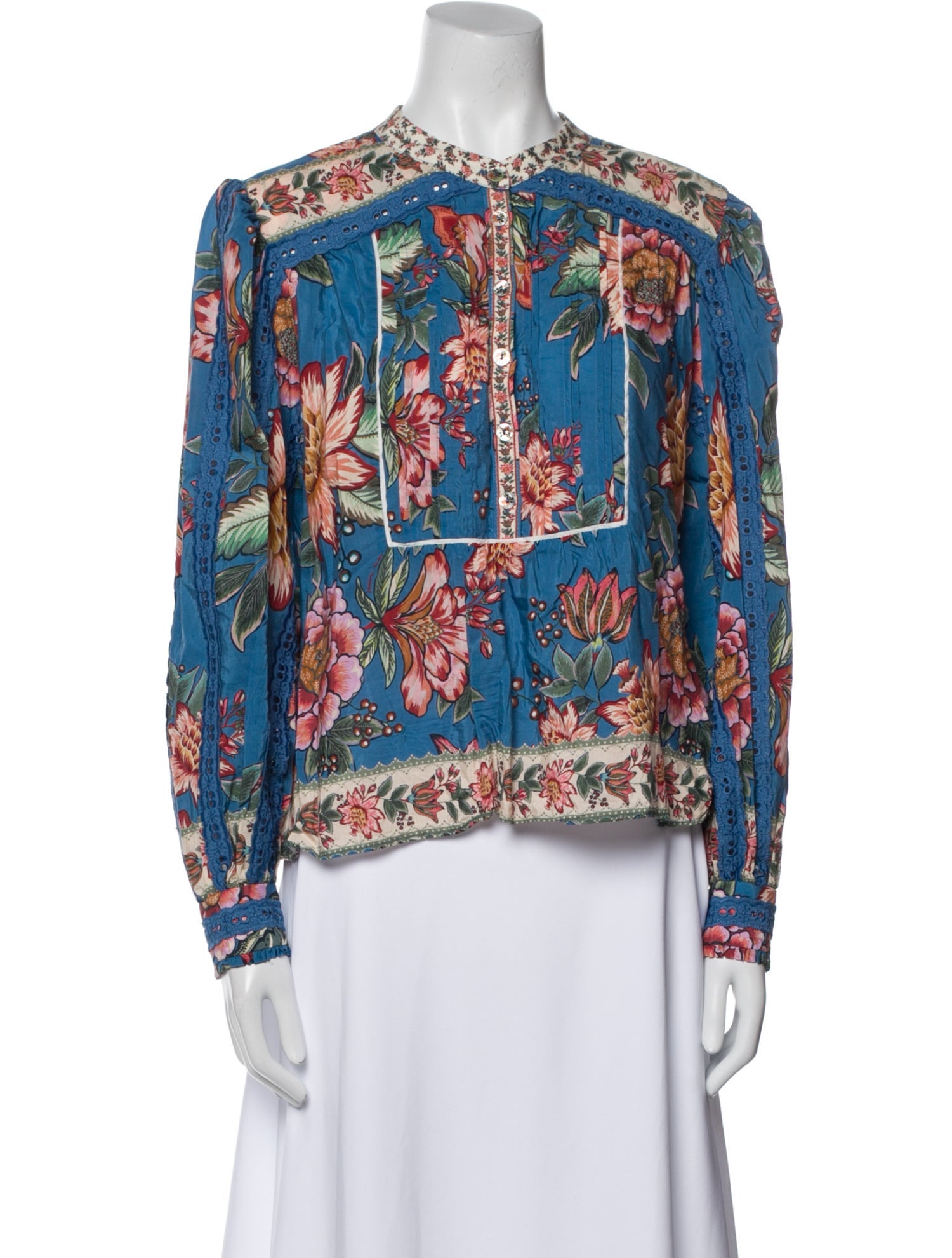 Farm Rio Floral Print Crew Neck Blouse