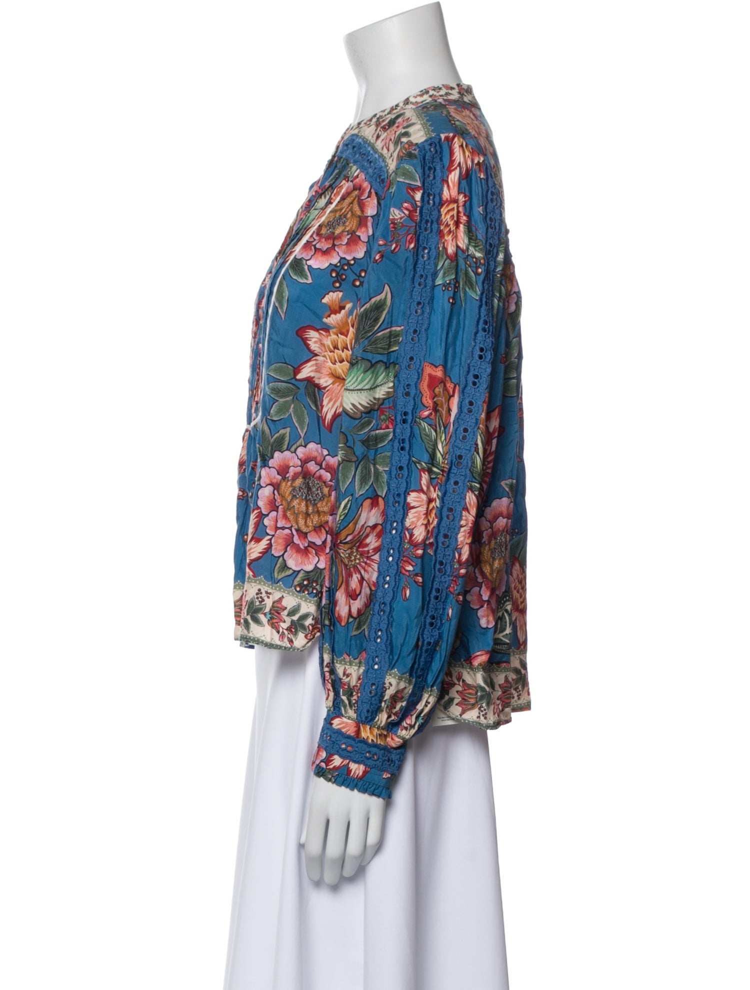 Farm Rio Floral Print Crew Neck Blouse