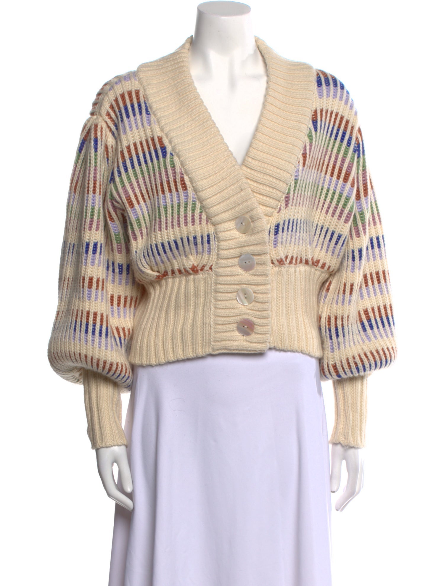 Farm Rio Striped V-Neck Sweater