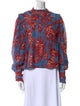 Farm Rio Floral Print Mock Neck Blouse