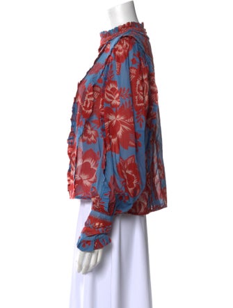 Farm Rio Floral Print Mock Neck Blouse