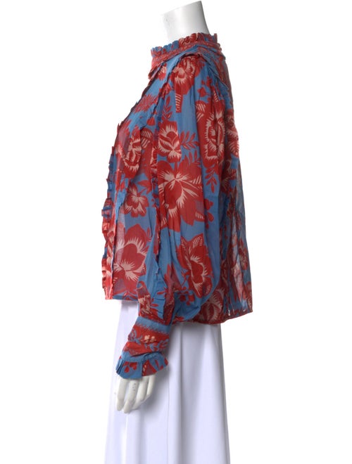 Farm Rio Floral Print Mock Neck Blouse