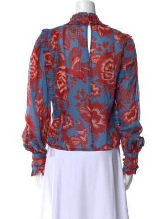 Farm Rio Floral Print Mock Neck Blouse