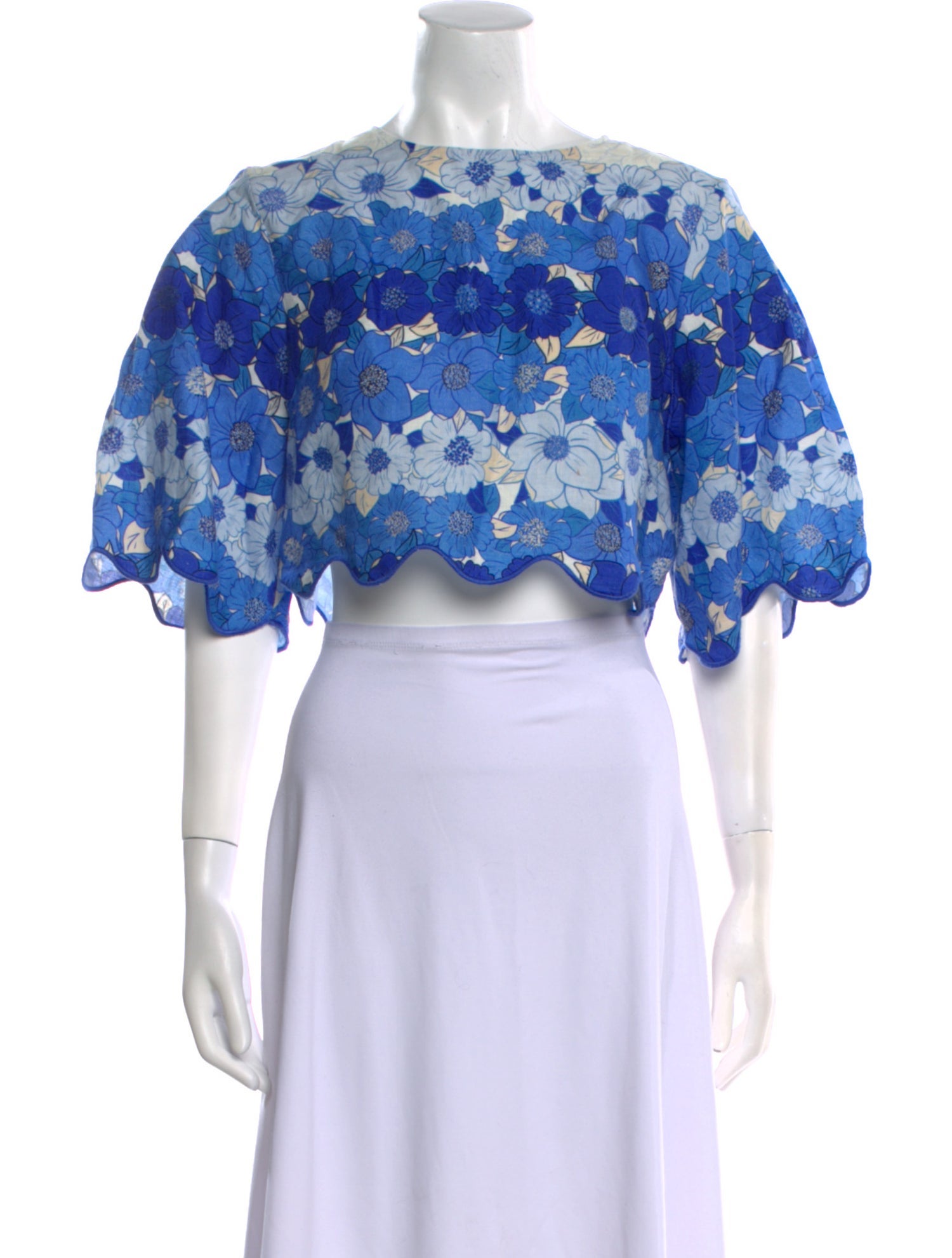 Farm Rio Linen Lace Pattern Crop Top