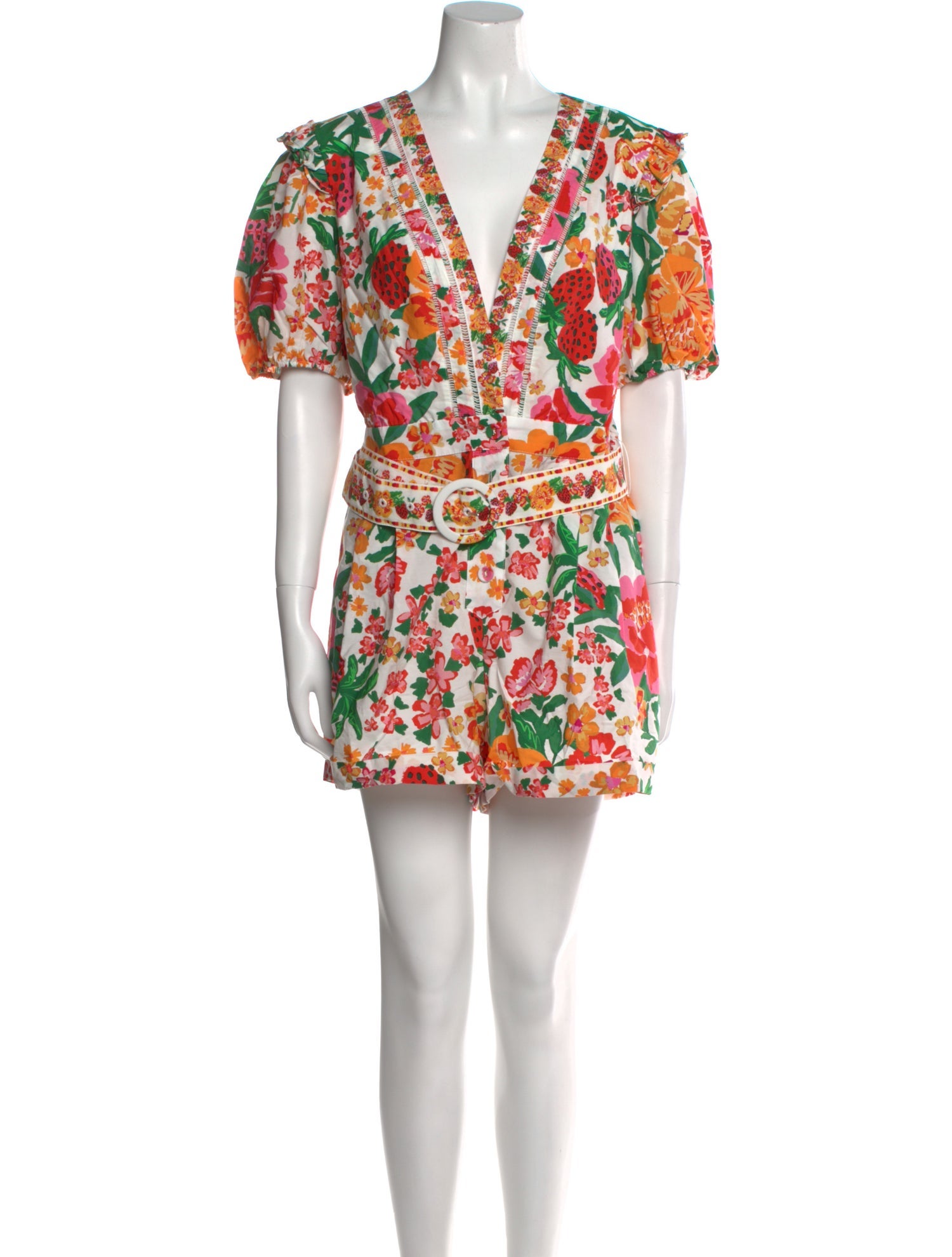 Farm Rio Floral Print V-Neck Romper