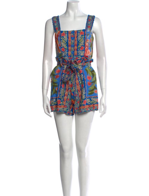 Farm Rio Linen Floral Print Romper