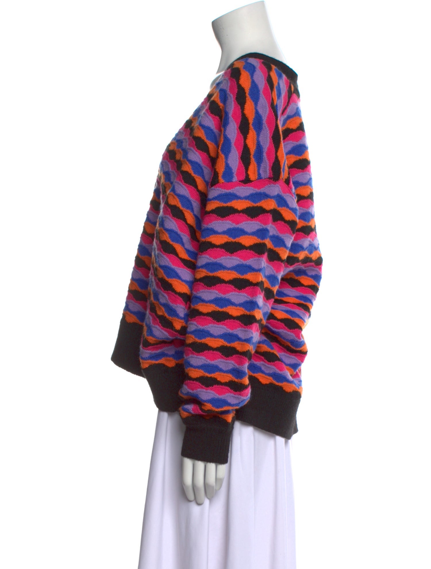 Farm Rio Striped V-Neck Sweater