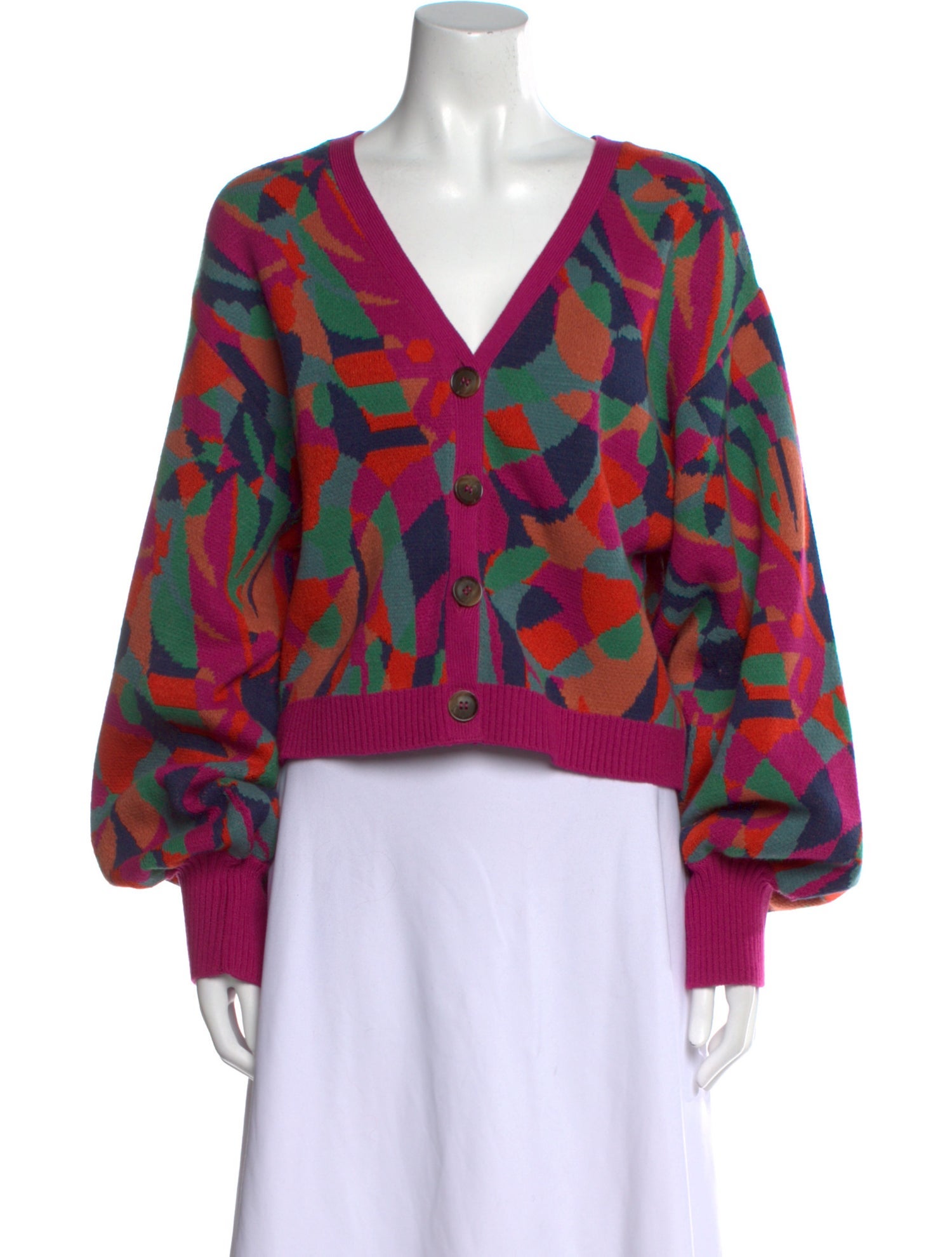 Farm Rio Printed V-Neck Sweater