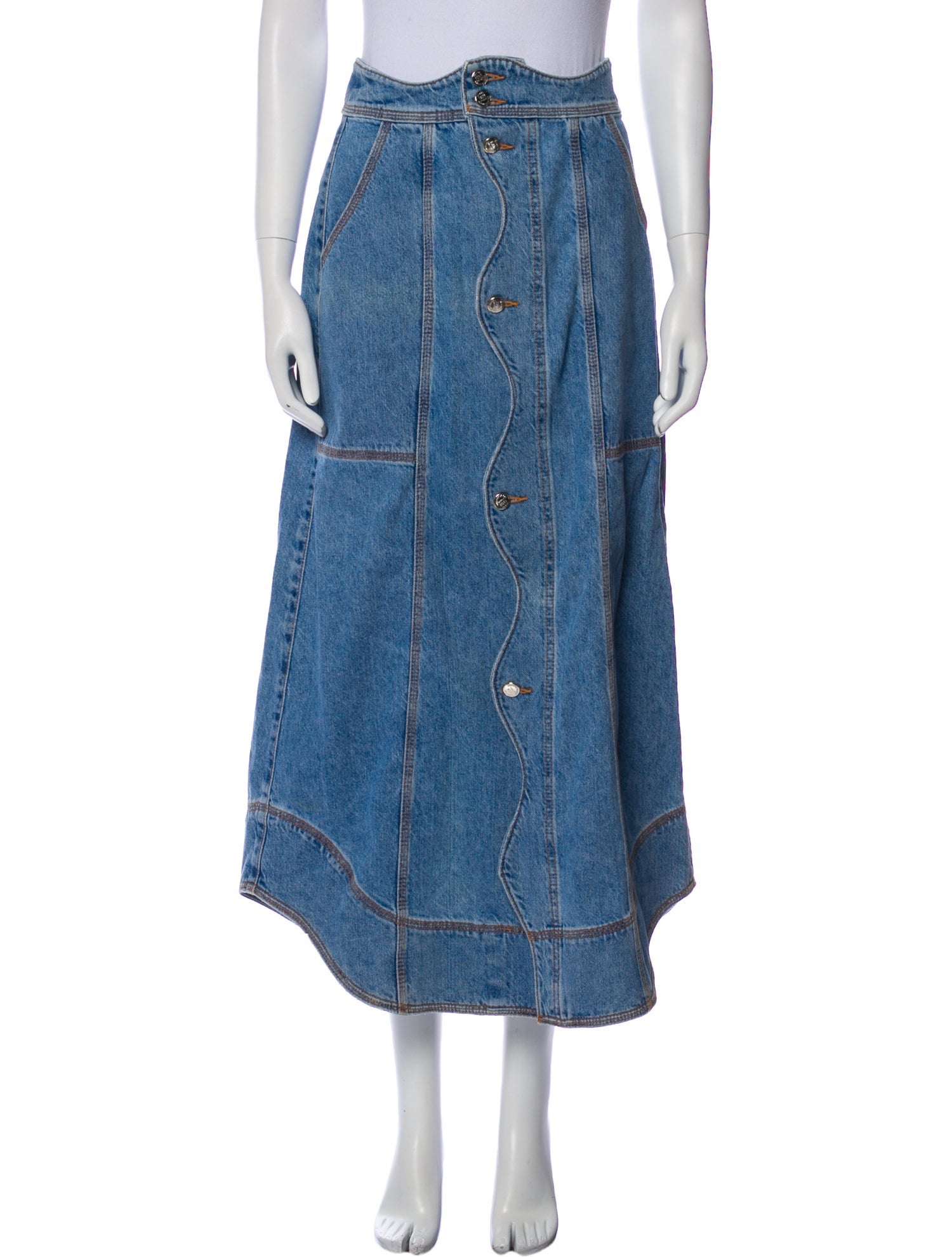 Farm Rio Scalloped Accent Midi Length Skirt