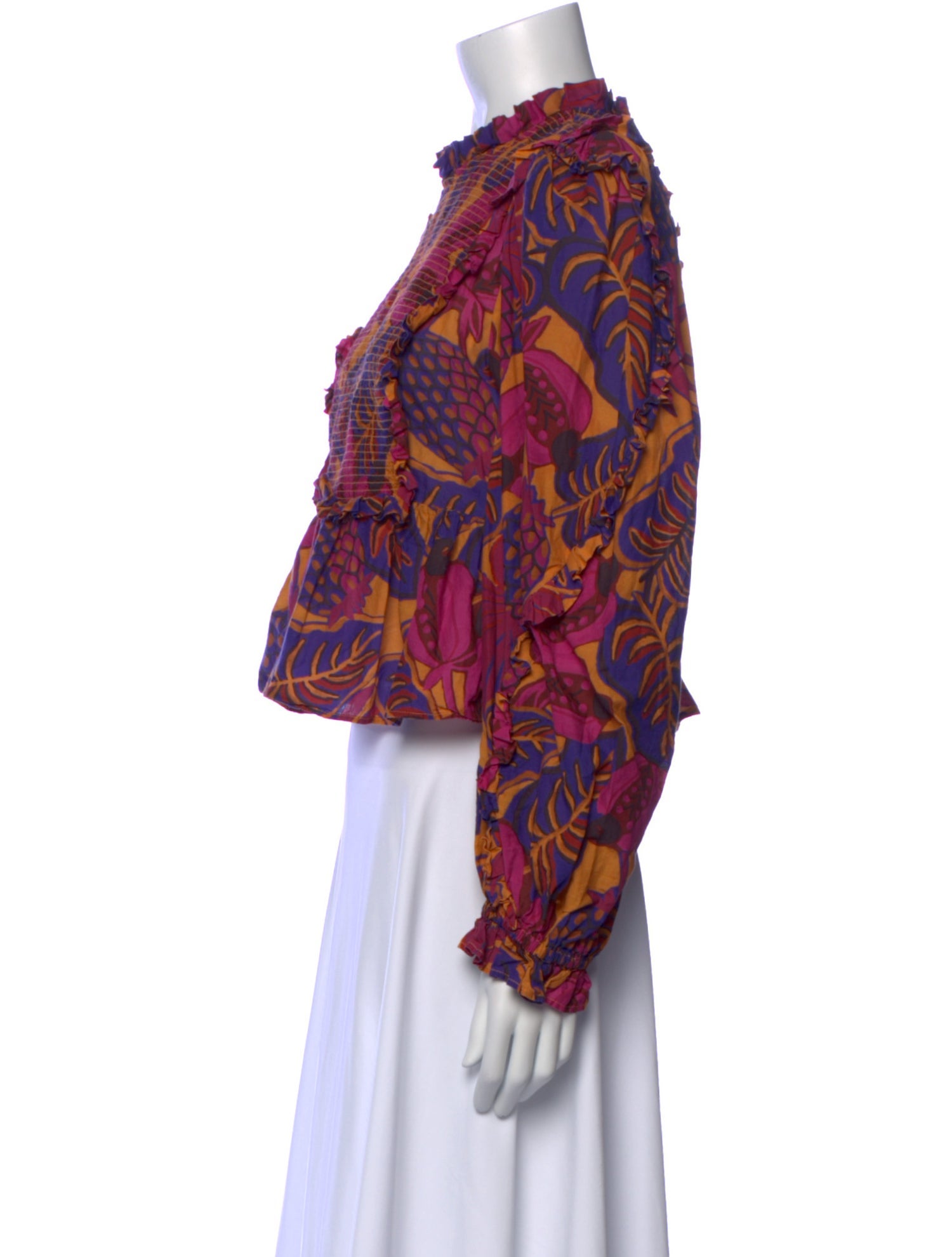 Farm Rio Floral Print Mock Neck Blouse