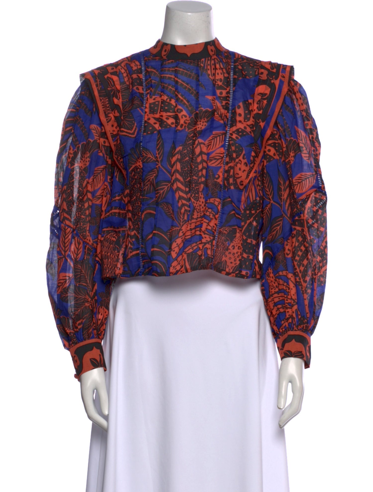 Farm Rio Paisley Print Mock Neck Crop Top