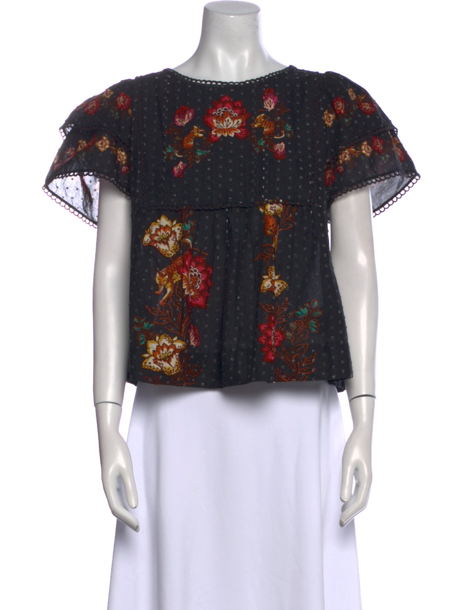 Farm Rio Floral Print Scoop Neck Crop Top