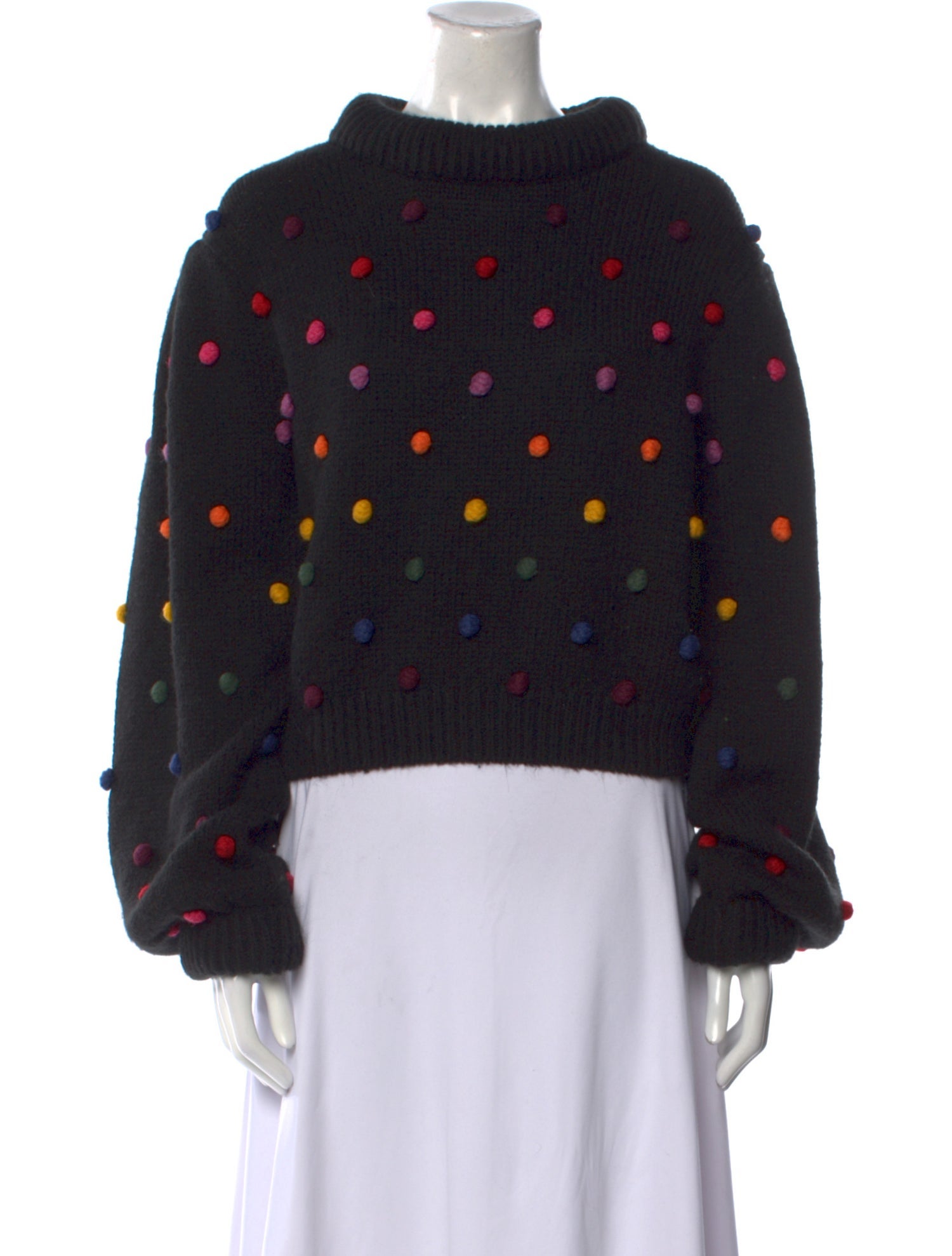 Farm Rio Polka Dot Print Mock Neck Sweater
