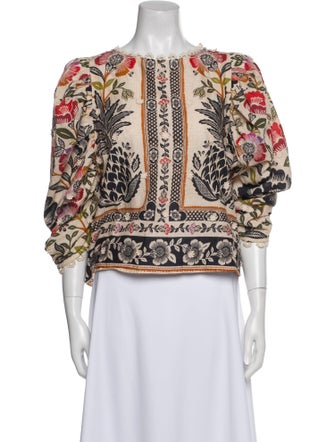 Farm Rio Printed Bateau Neckline Blouse