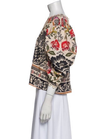 Farm Rio Printed Bateau Neckline Blouse