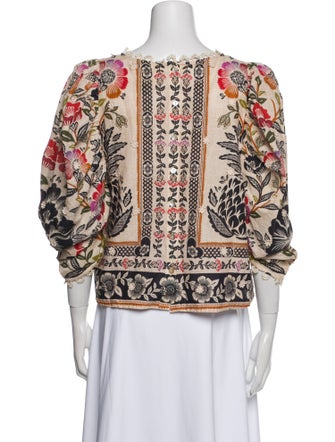 Farm Rio Printed Bateau Neckline Blouse