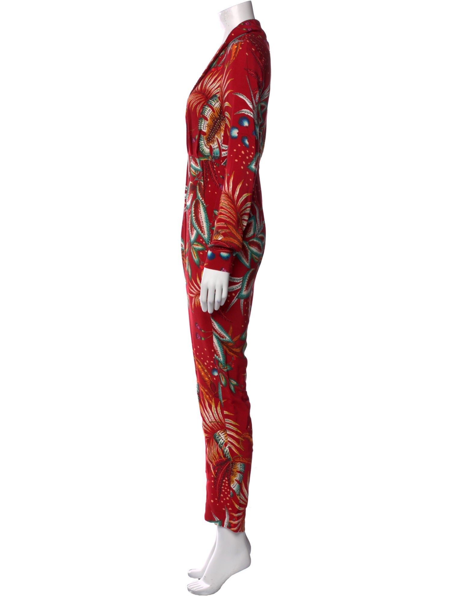 Farm Rio Floral Print Plunge Neckline Jumpsuit