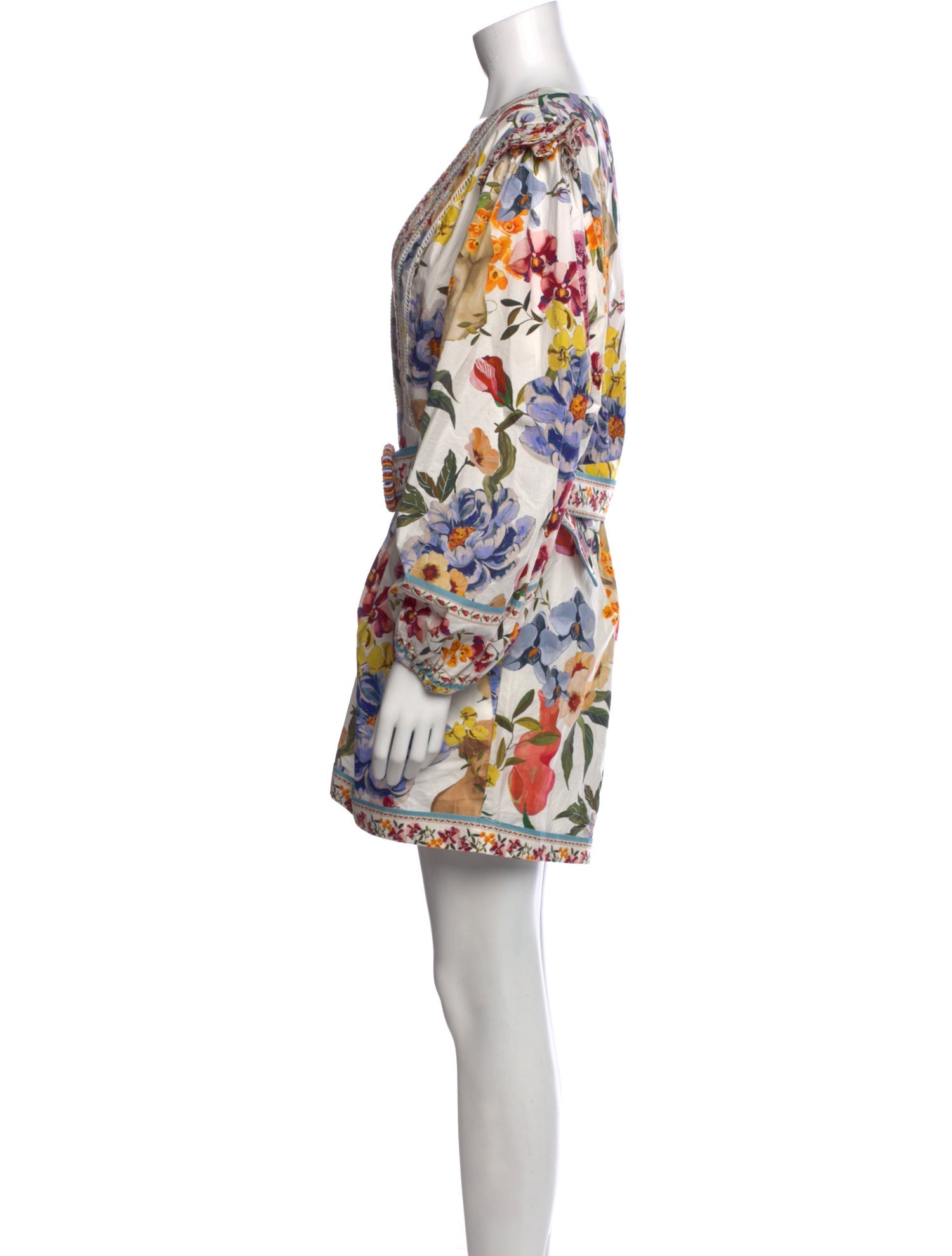 Farm Rio Floral Print Plunge Neckline Romper