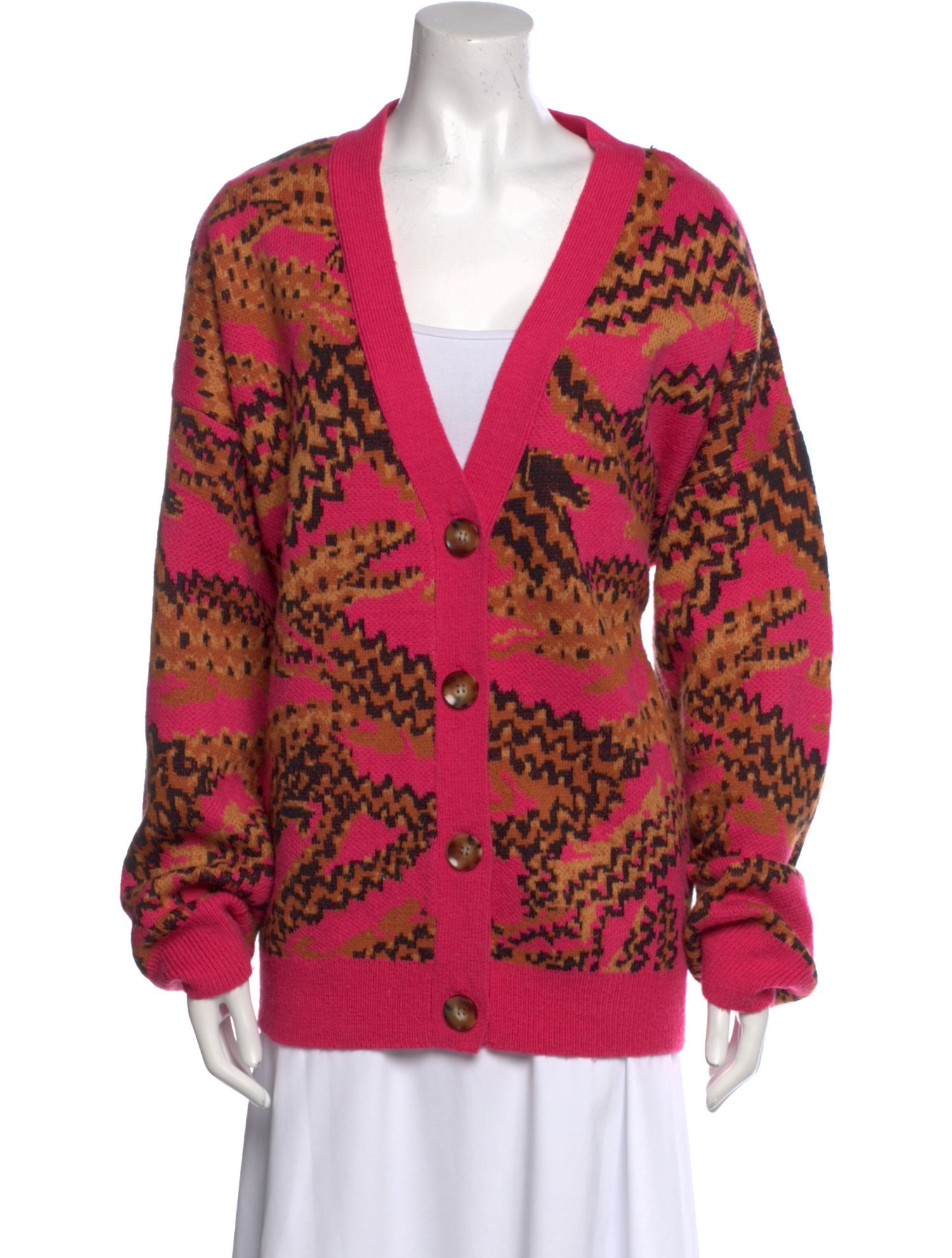 Farm Rio Printed V-Neck Sweater