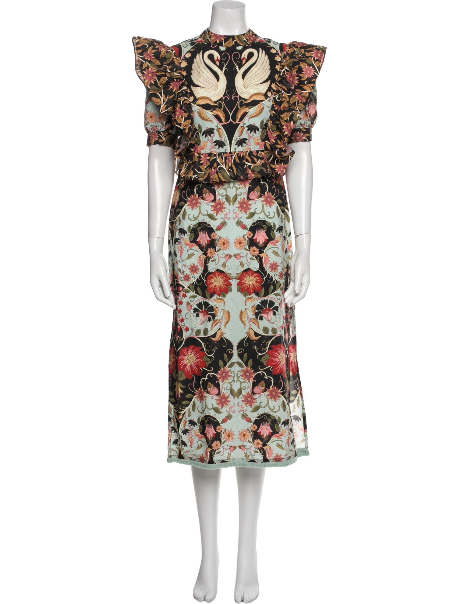 Farm Rio Floral Print Midi Length Dress