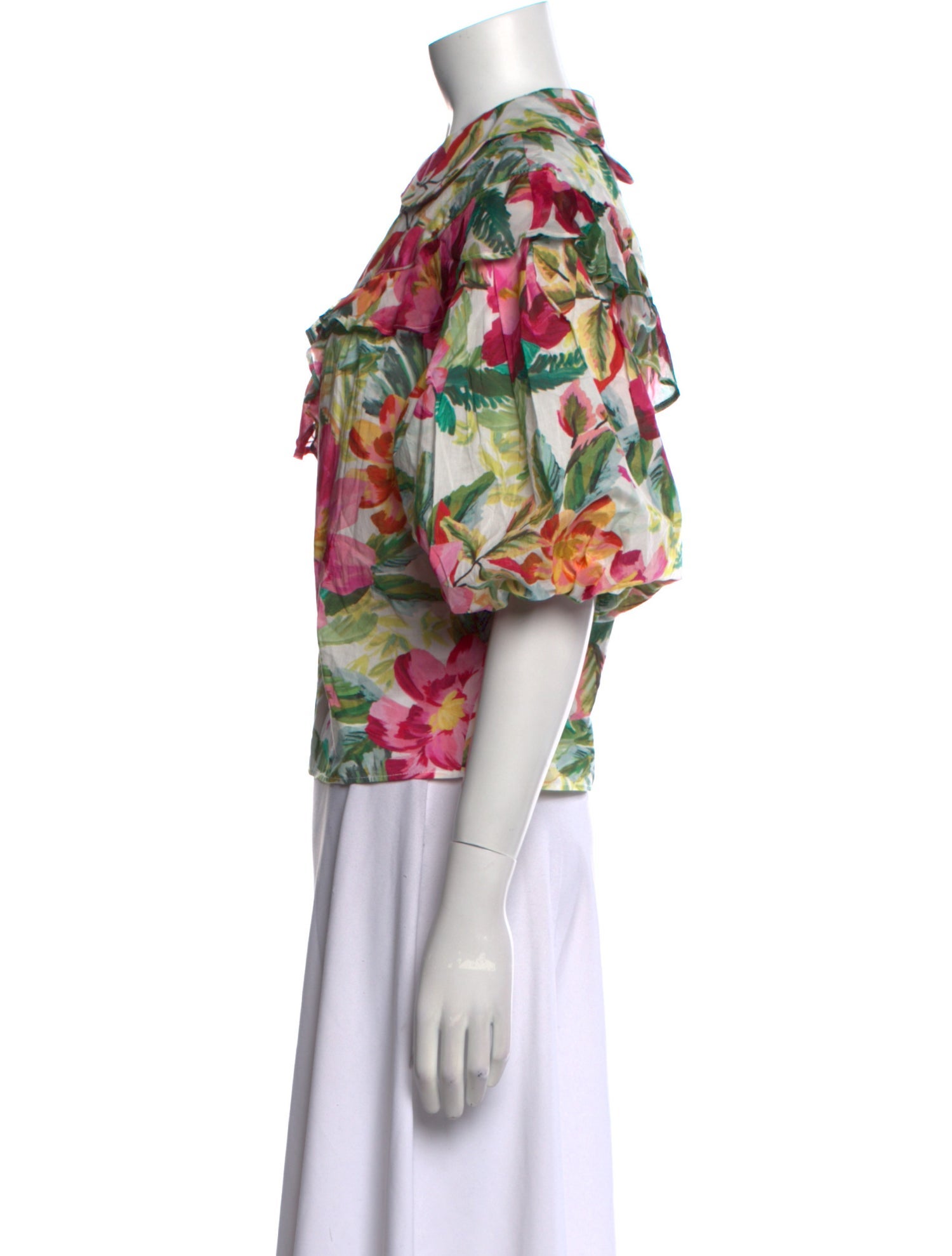 Farm Rio Floral Print Mock Neck Button-Up Top w/ Tags