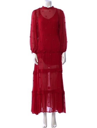 Farm Rio Mock Neck Long Dress