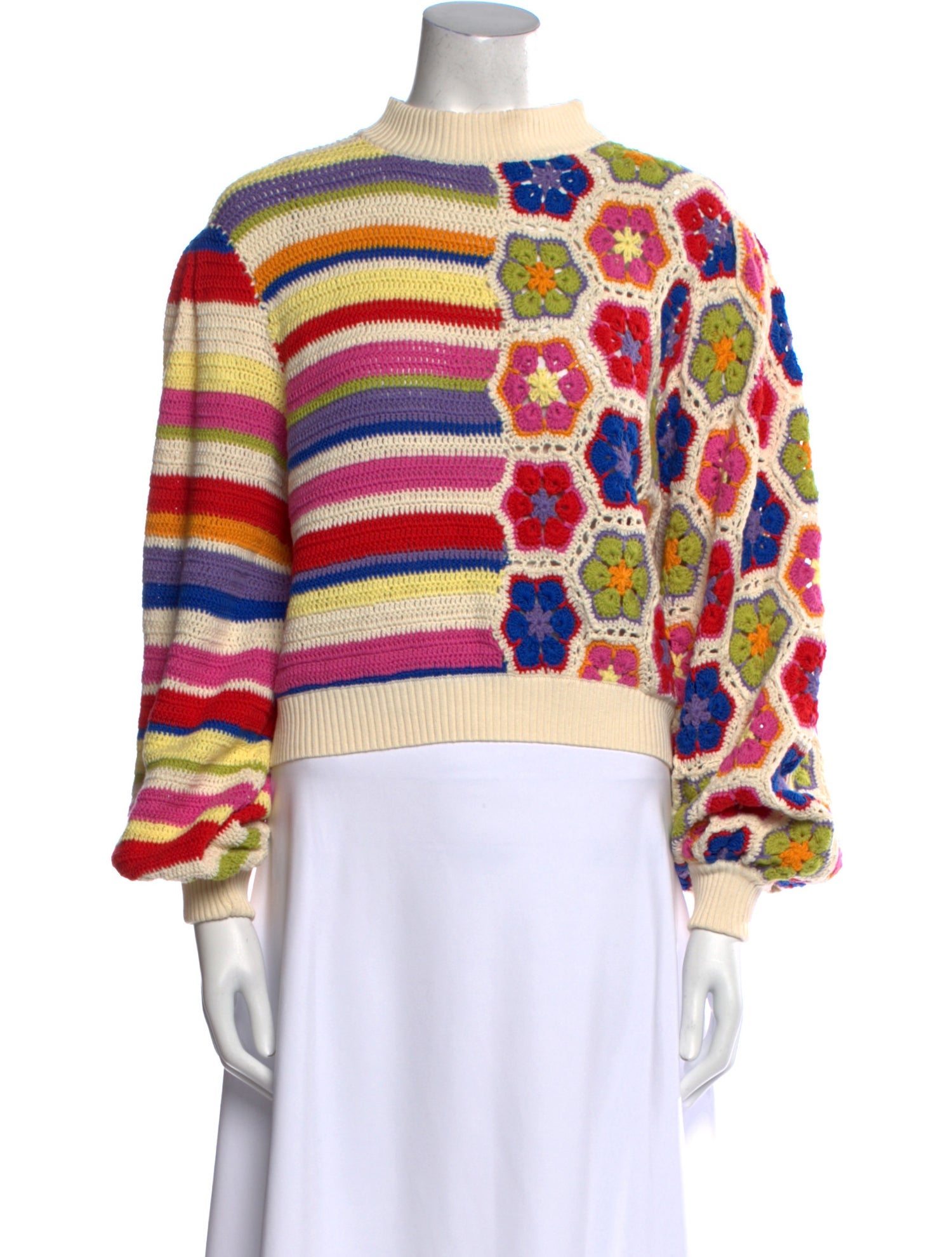 Farm Rio Printed Mock Neck Sweater