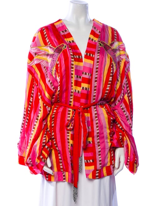 Farm Rio Printed Beaded Accents Robe