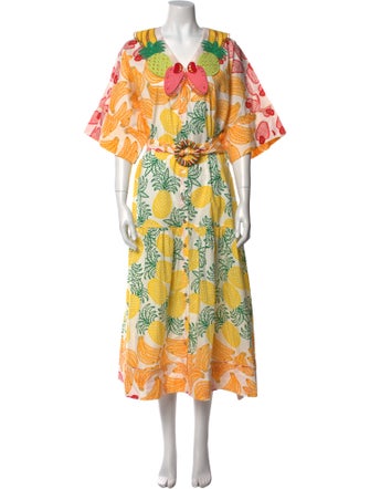 Farm Rio Floral Print Midi Length Dress