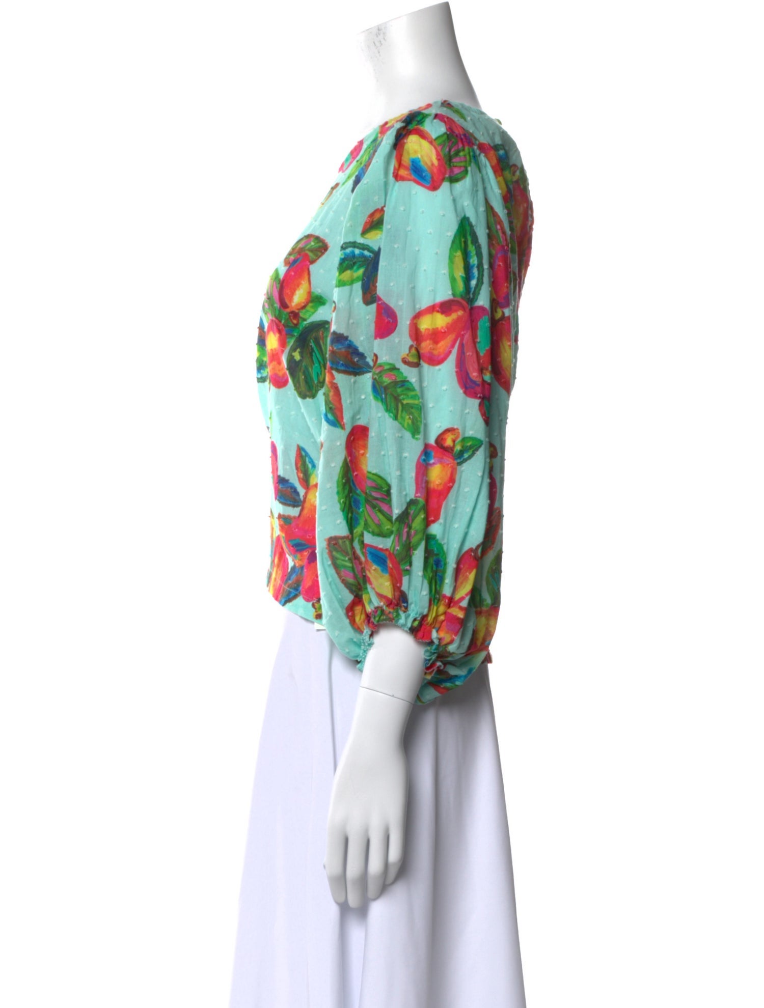 Farm Rio Floral Print Bateau Neckline Crop Top