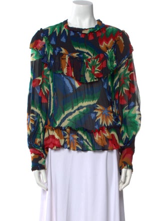 Farm Rio Printed Crew Neck Blouse
