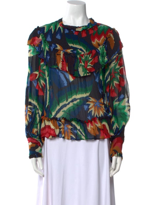 Farm Rio Printed Crew Neck Blouse