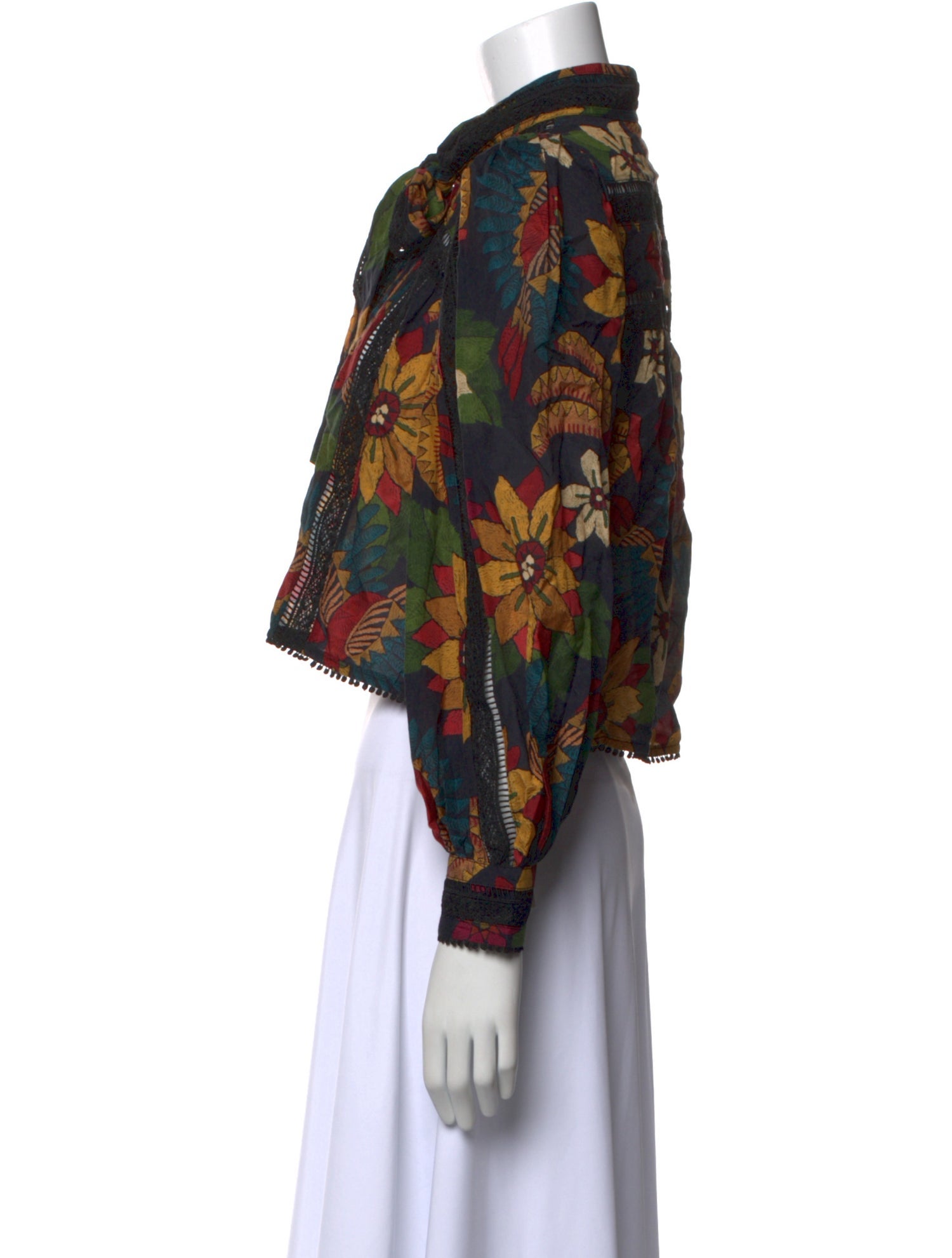 Farm Rio Floral Print Mock Neck Crop Top w/ Tags