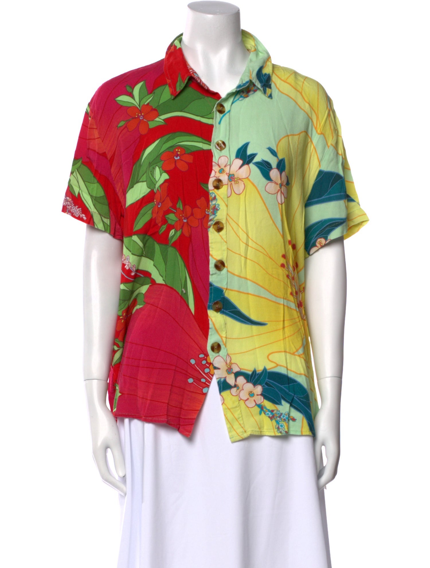 Farm Rio Printed Short Sleeve Button-Up Top