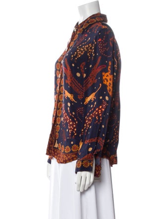 Farm Rio Floral Print Mock Neck Button-Up Top