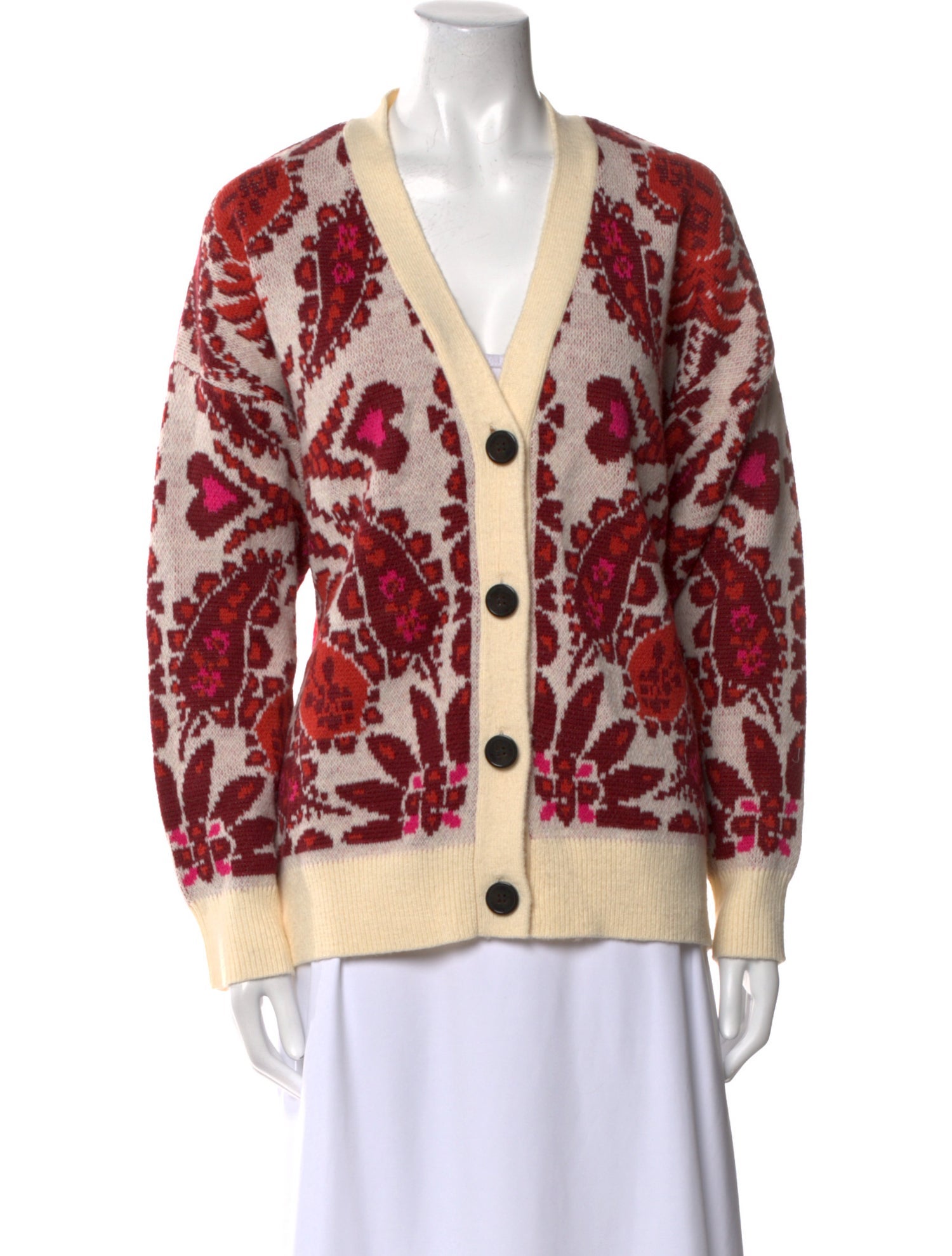 Farm Rio Printed V-Neck Sweater