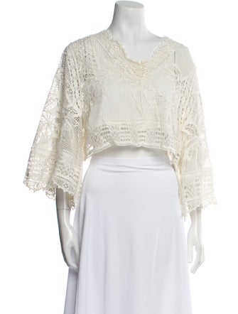 Farm Rio Lace Pattern V-Neck Top